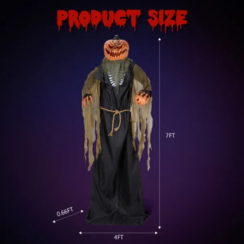 7ft Giant Pumpkin Halloween Standing Decoration - Outdoor Display
