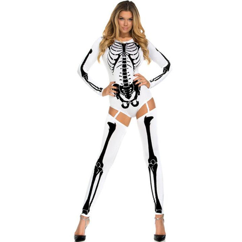 Halloween Skull Zombie Costume - Adult Cosplay Uniform Outfit