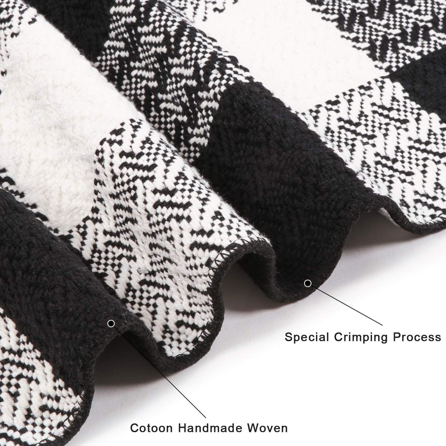 Cotton Buffalo Plaid Checkered Rug 24'' X 35'', Farmhouse Black/White Woven Outdoor Rugs Runner, Washable Layered Door Mats for Porch/Kitchen