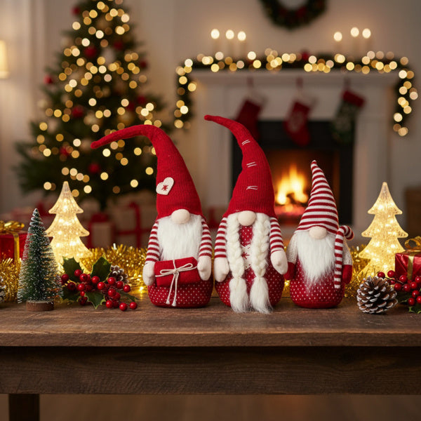 4PCS Set Tall Christmas Gnome Family Red Halloween Decorations Harvest Festival Autumn Indoor Outdoor Holiday Display FBA Shipment