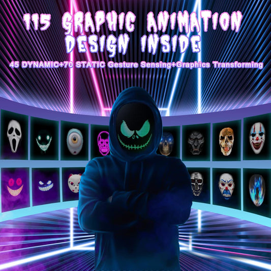 Programmable LED Mask-App Bluetooth Customizable Light-Up Face Mask for Festivals Parties Raves Cosplay Christmas Gift