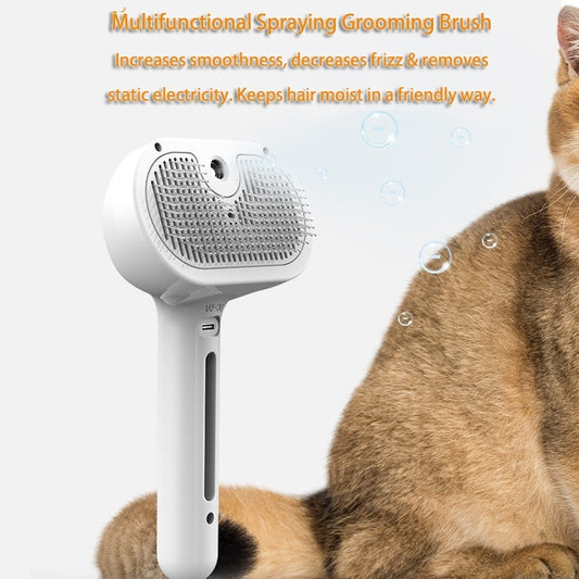 Pet Grooming Brush with Water Spray - Self-Cleaning Hair Remover for Dogs & Cats