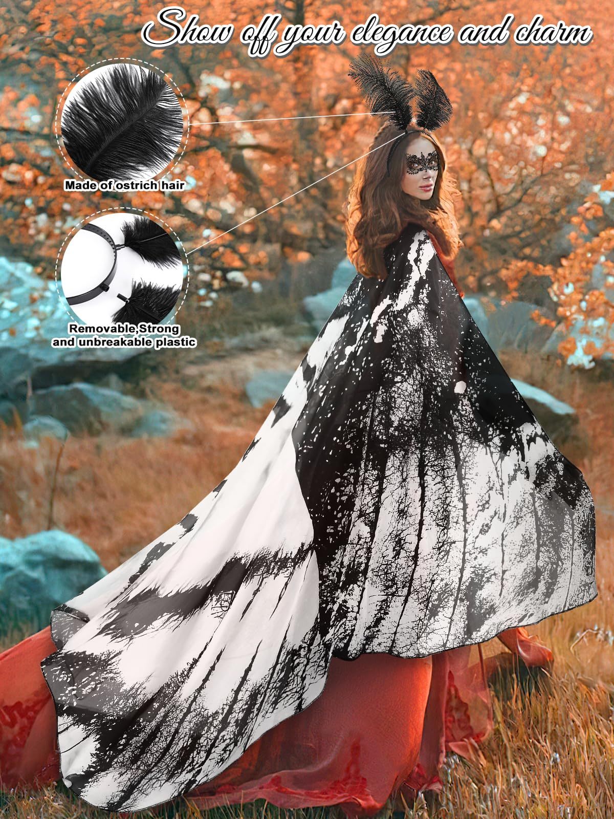 3 Pcs Moth Butterfly Wings Cape Set Costume Moth Wings Moth Cape With Headband Lace Mask For Halloween-Ban On Selling On Amazon