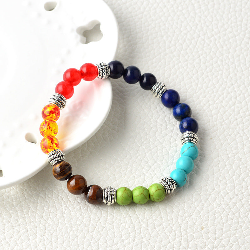 7 Chakra Bracelet - Natural Stone Energy Healing Yoga Bracelet | Colorful Crystal Meditation Gift