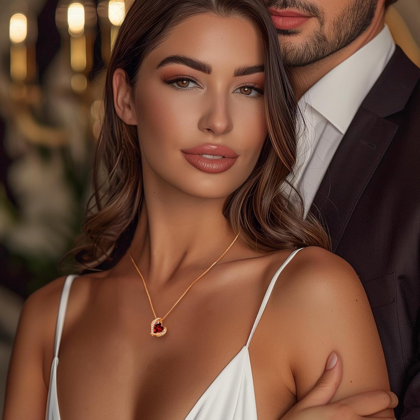 Mothers Day Gifts for Mom,Love Heart Pendant Necklaces for Women, Silver Tone Rose Gold Tone Birthstone Jewelry Gifts for Wife Her