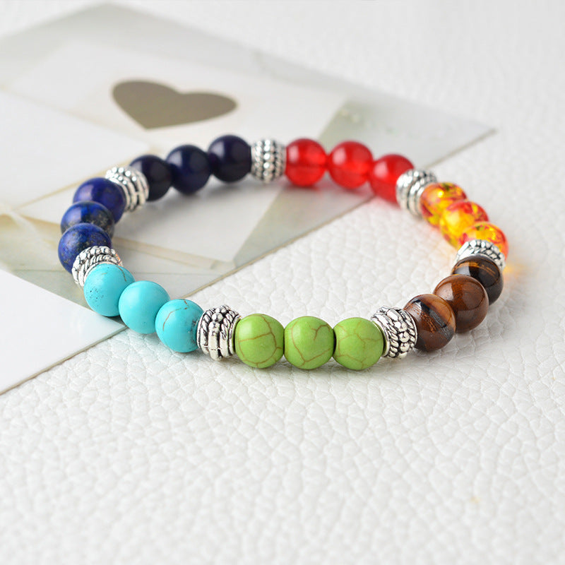 7 Chakra Bracelet - Natural Stone Energy Healing Yoga Bracelet | Colorful Crystal Meditation Gift