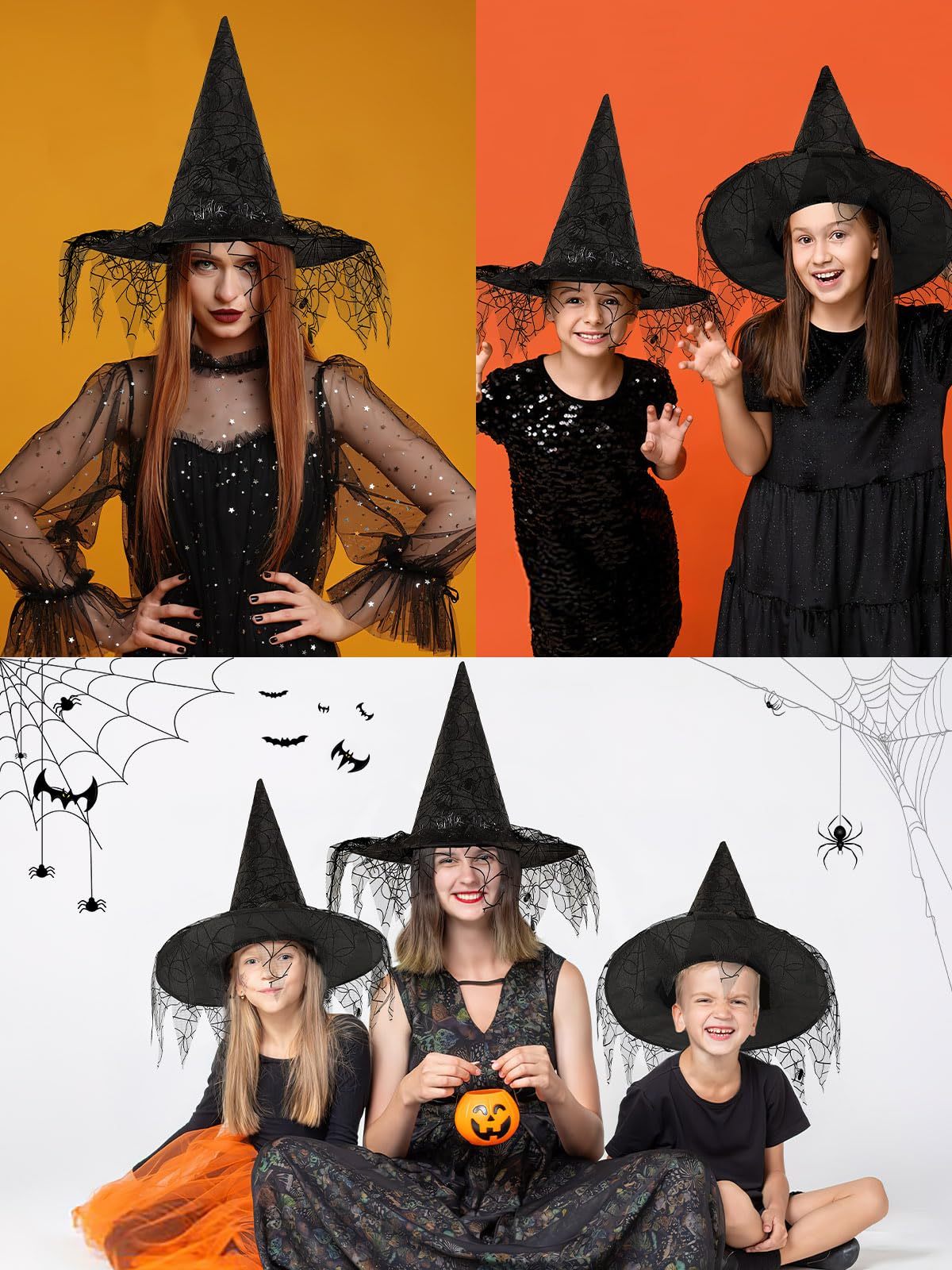 2 Pieces Halloween Witch Hat Costume Witches Hats For Women Black Foldable Pointed Cap For Halloween Party Costume-Ban On Selling On Amazon
