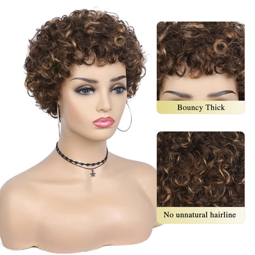 Short And Loose Curly Hair, Non-toxic Wig, Elastic Curly Hair, Curly Bangs,  Full Mechanism, Suitable For The Whole Scene