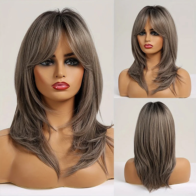 Blonde Curly Wig with Bangs - 20 Inch Heat Resistant Synthetic Hair