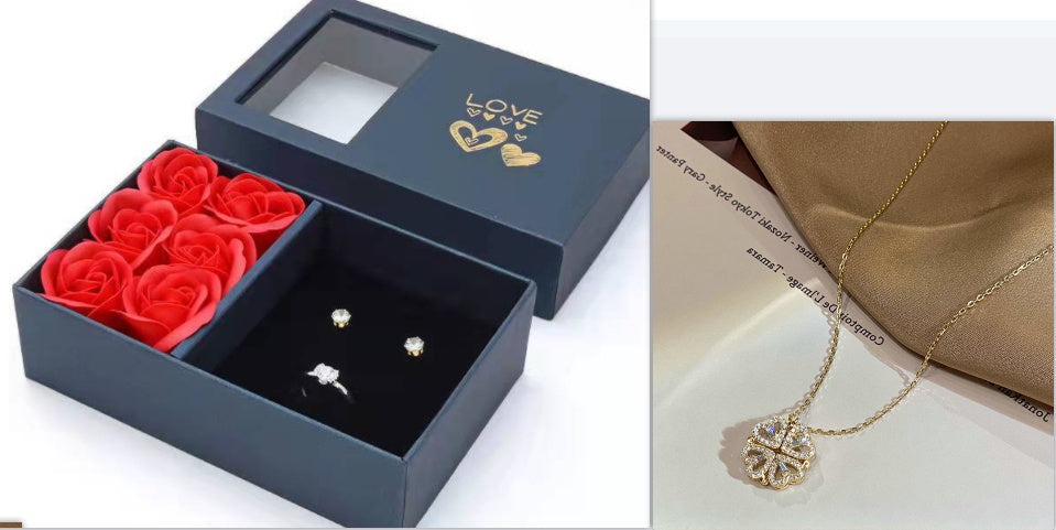 Magnetic Four Leaf Clover Necklace - Openable Heart Pendant | 4-in-1 Transforming Lucky Charm Gift