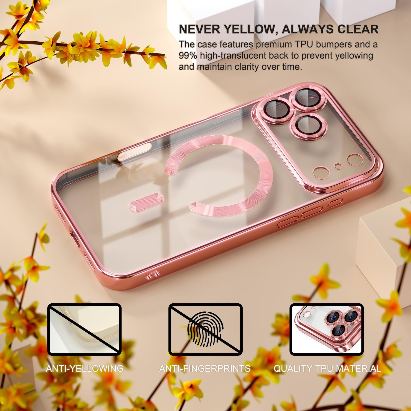 For Iphone 17 Pro Max/Air/17 Pro/17 Slim Plating Clear Mag Safe Lens Screen Case