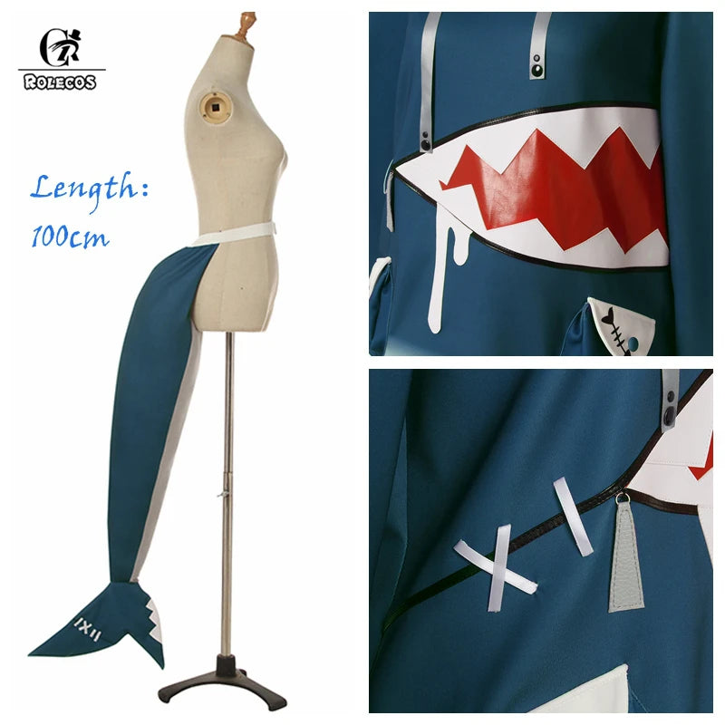 Hololive Gawr Gura Cosplay Costume ENG Shark Costume for Women Halloween Youtuber Cosplay Full Set Tail
