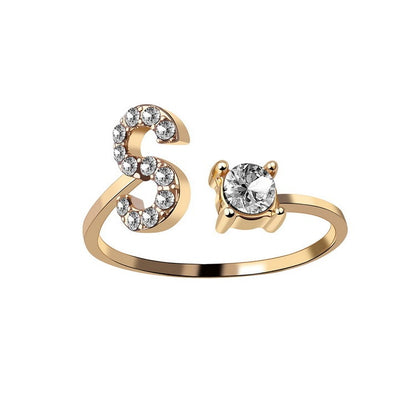 Personalized Initial Letter Ring - Adjustable A-Z Alphabet Ring with Zirconia | Gift for Women