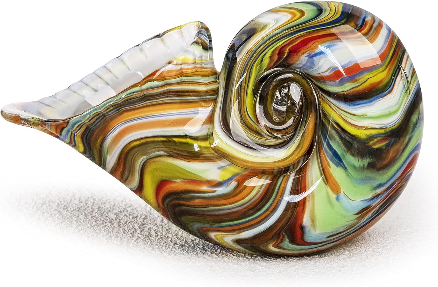 Glass Nautilus Conch Figurines, Hand Blown Seashell Art, Multicolor Glass Sculpture Beautiful Home Decor, Crystal Paperweight