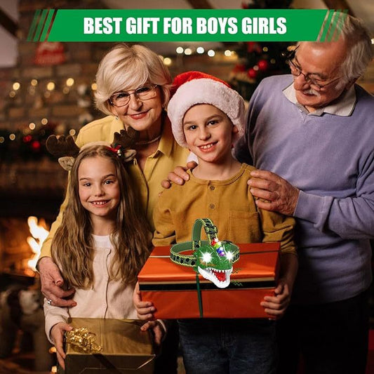 Kids Dinosaur Headlamp with Light & Music - Fun LED Headlight for Children's Parties & Outdoor Adventures