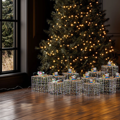 3pcs 7.5in-6.3in-5in Colorful Gift Box, Christmas Lighting Gift Box