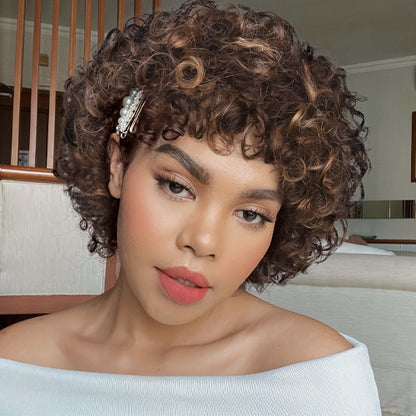 Short And Loose Curly Hair, Non-toxic Wig, Elastic Curly Hair, Curly Bangs,  Full Mechanism, Suitable For The Whole Scene
