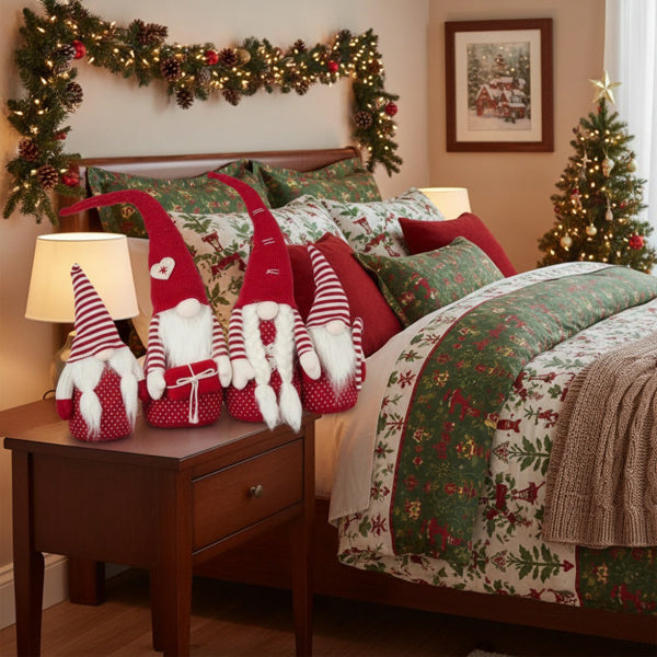 4PCS Set Tall Christmas Gnome Family Red Halloween Decorations Harvest Festival Autumn Indoor Outdoor Holiday Display FBA Shipment