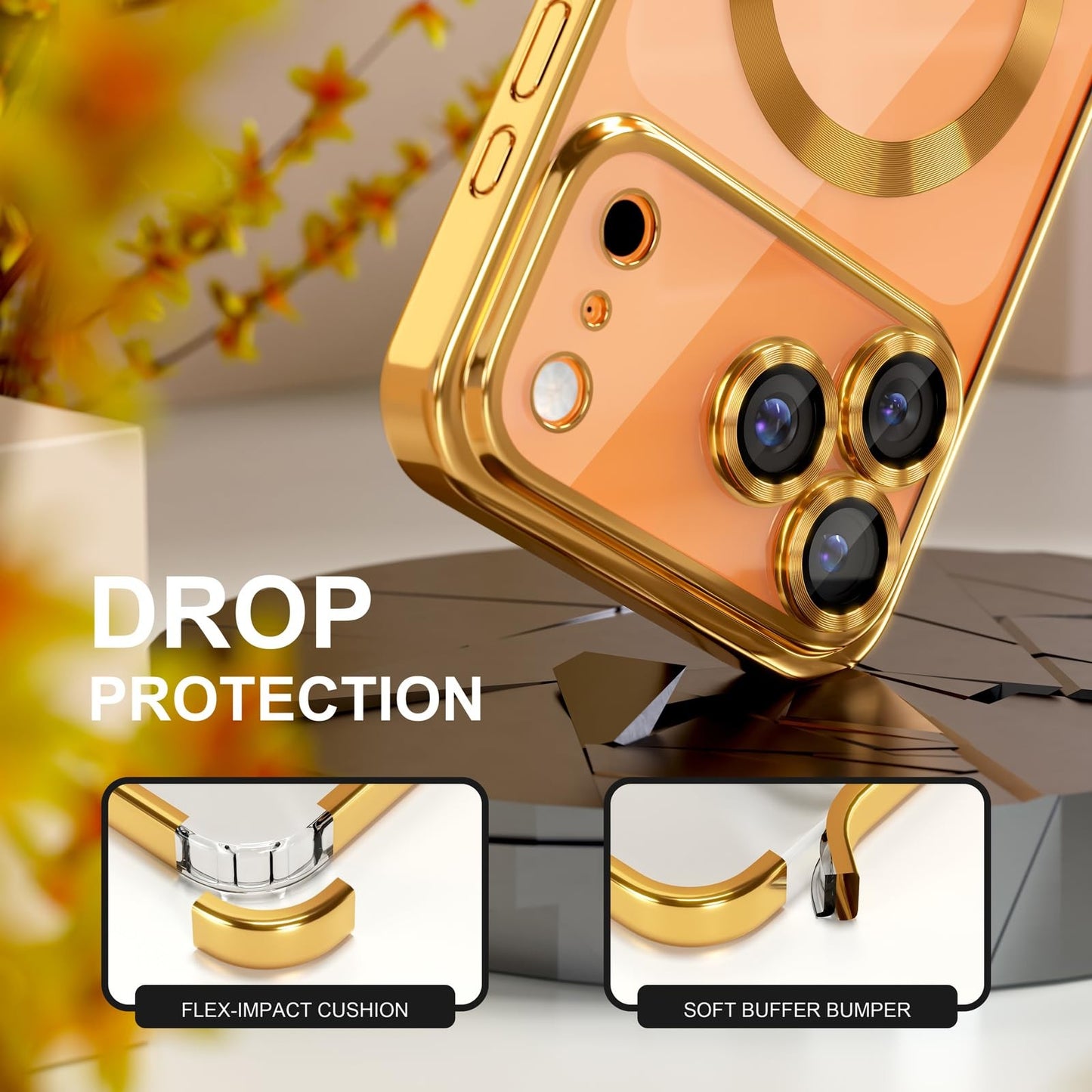 For Iphone 17 Pro Max/Air/17 Pro/17 Slim Plating Clear Mag Safe Lens Screen Case