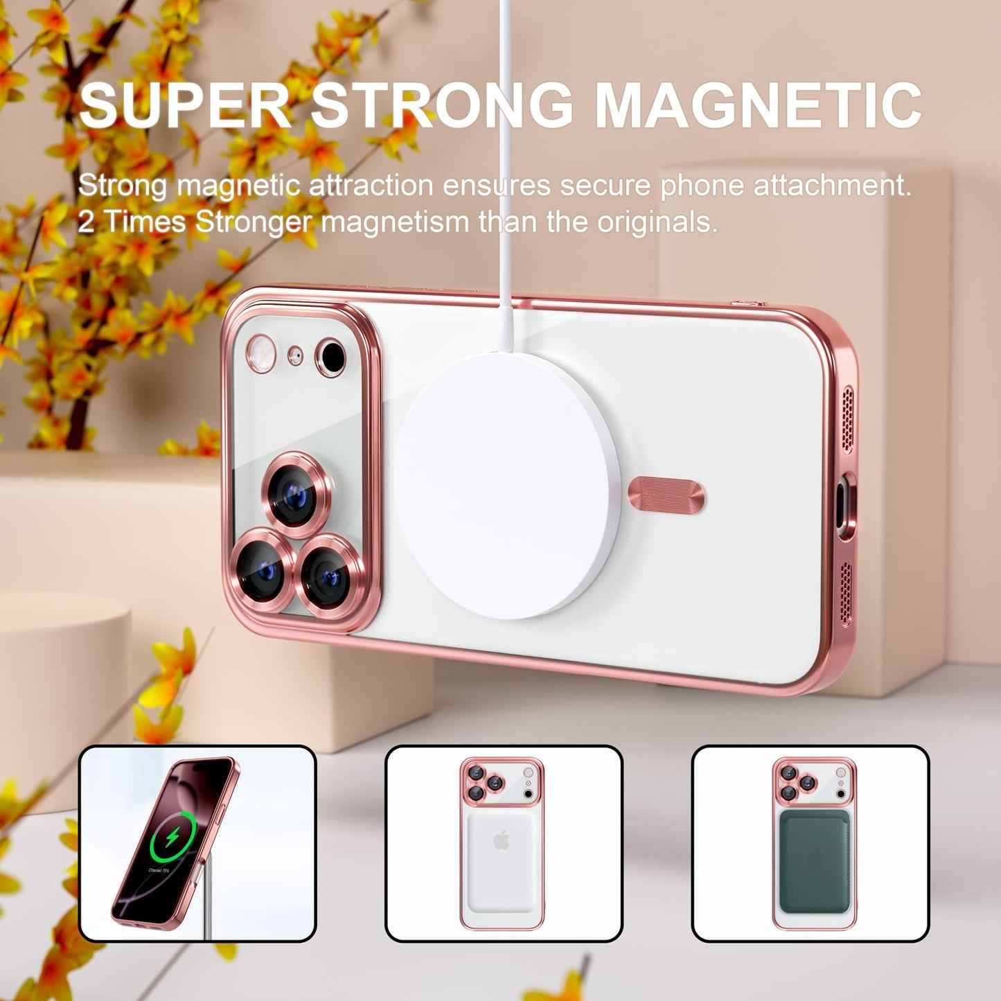 For Iphone 17 Pro Max/Air/17 Pro/17 Slim Plating Clear Mag Safe Lens Screen Case