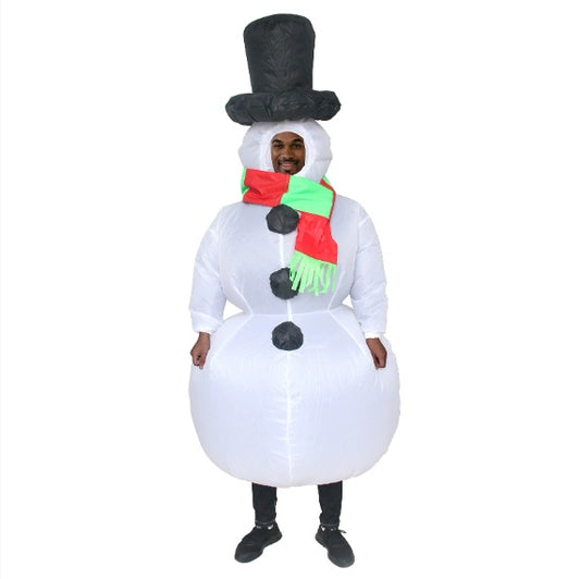 Christmas Snowman Inflatable Costume Blow Up Snowman Costume Fancy Snowman Dress  Jumpsuit Halloween Cosplay Outfit Gift-Only Supports Self-pickup.