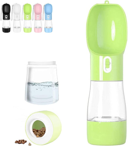 Outdoor Dog Water Bottle Dispenser - Leak Proof Bottles for Dogs on the Go with Food Container Multifunctional Travel Outdoor（Green）
