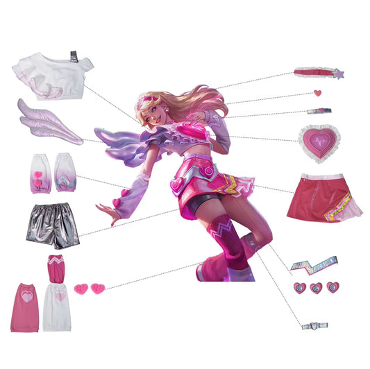 LOL Lovestruck Lux Cosplay Costume LOL Valentine'S Day New Skin Lux Women Cosplay Costume Halloween Full Set