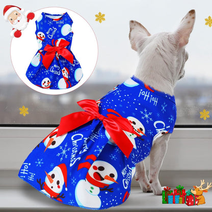 5 Pieces Christmas Dog Dress Cute Pet Princess Dress Bow-Knot Tutu Clothes Snowman Bell Reindeer Santa Dog Outfit Christmas Style Dog Skirt Elegant Pet Christmas Apparel Doggie Clothes(S (Fit 3-4Lbs))