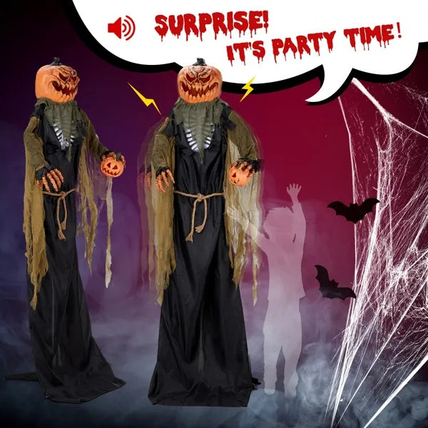 7ft Giant Pumpkin Halloween Standing Decoration - Outdoor Display