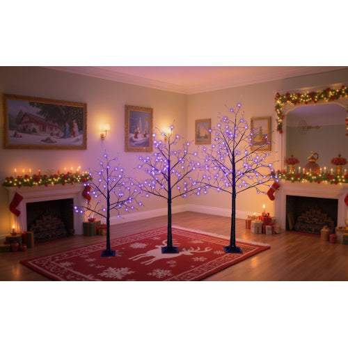 Halloween Spooky Trees with Purple Lights - 3 Pack 4FT 5FT 6FT Black Trees