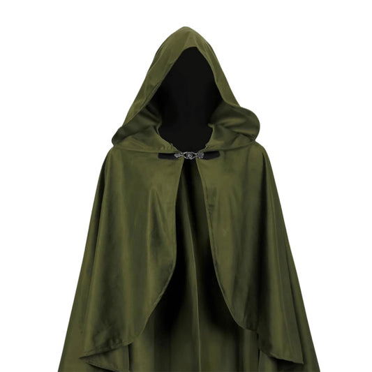 Women's Solid Color Vintage Style Hooded Cloak Cape With Buttons - Medieval Renaissance Costume Cape