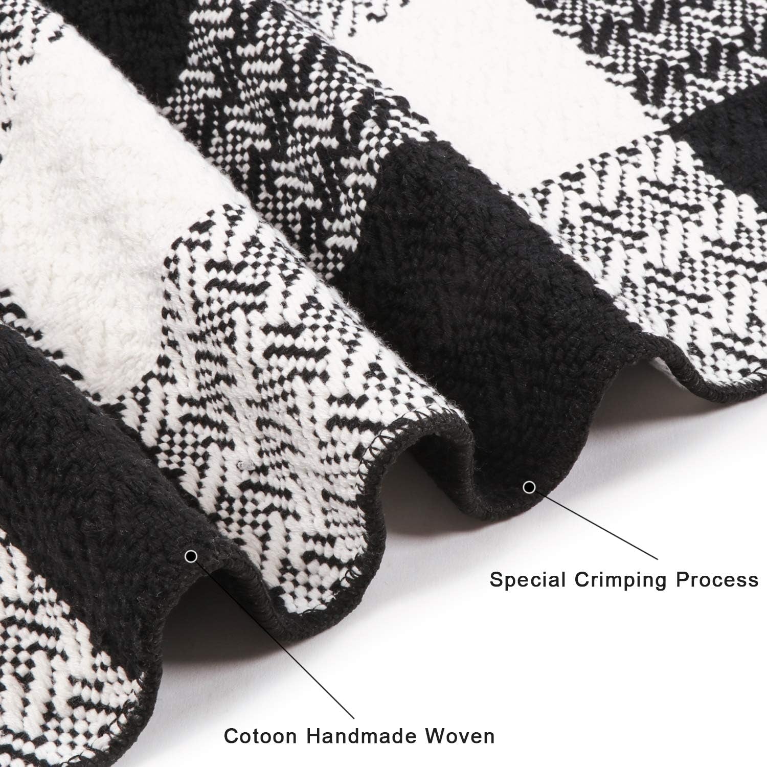 Cotton Buffalo Plaid Checkered Rug 24'' X 35'',  Farmhouse Black/White Woven Outdoor Rugs Runner, Washable Layered Door Mats for Porch/Kitchen