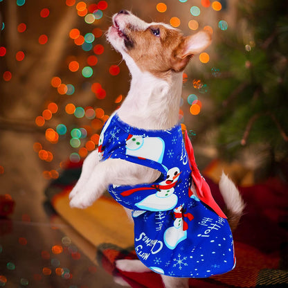 5 Pieces Christmas Dog Dress Cute Pet Princess Dress Bow-Knot Tutu Clothes Snowman Bell Reindeer Santa Dog Outfit Christmas Style Dog Skirt Elegant Pet Christmas Apparel Doggie Clothes(S (Fit 3-4Lbs))