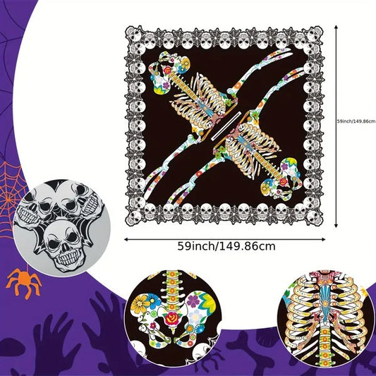 Halloween Skeleton Poncho, Lace Skeleton Halloween Costume Poncho Day Of The Dead Poncho For Women