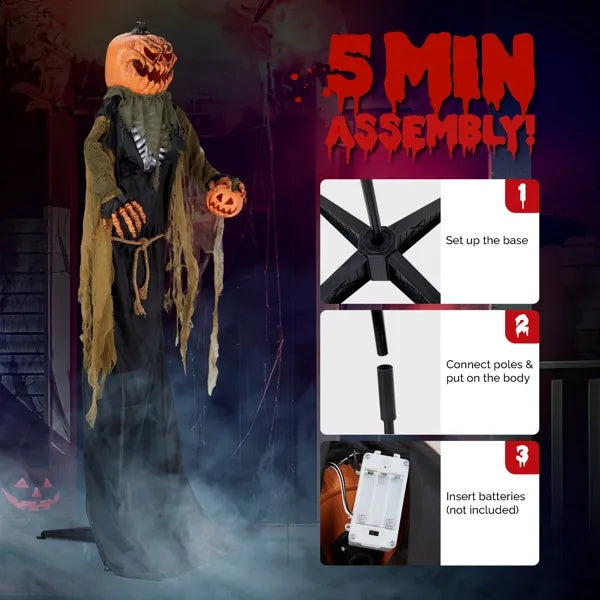 7ft Giant Pumpkin Halloween Standing Decoration - Outdoor Display