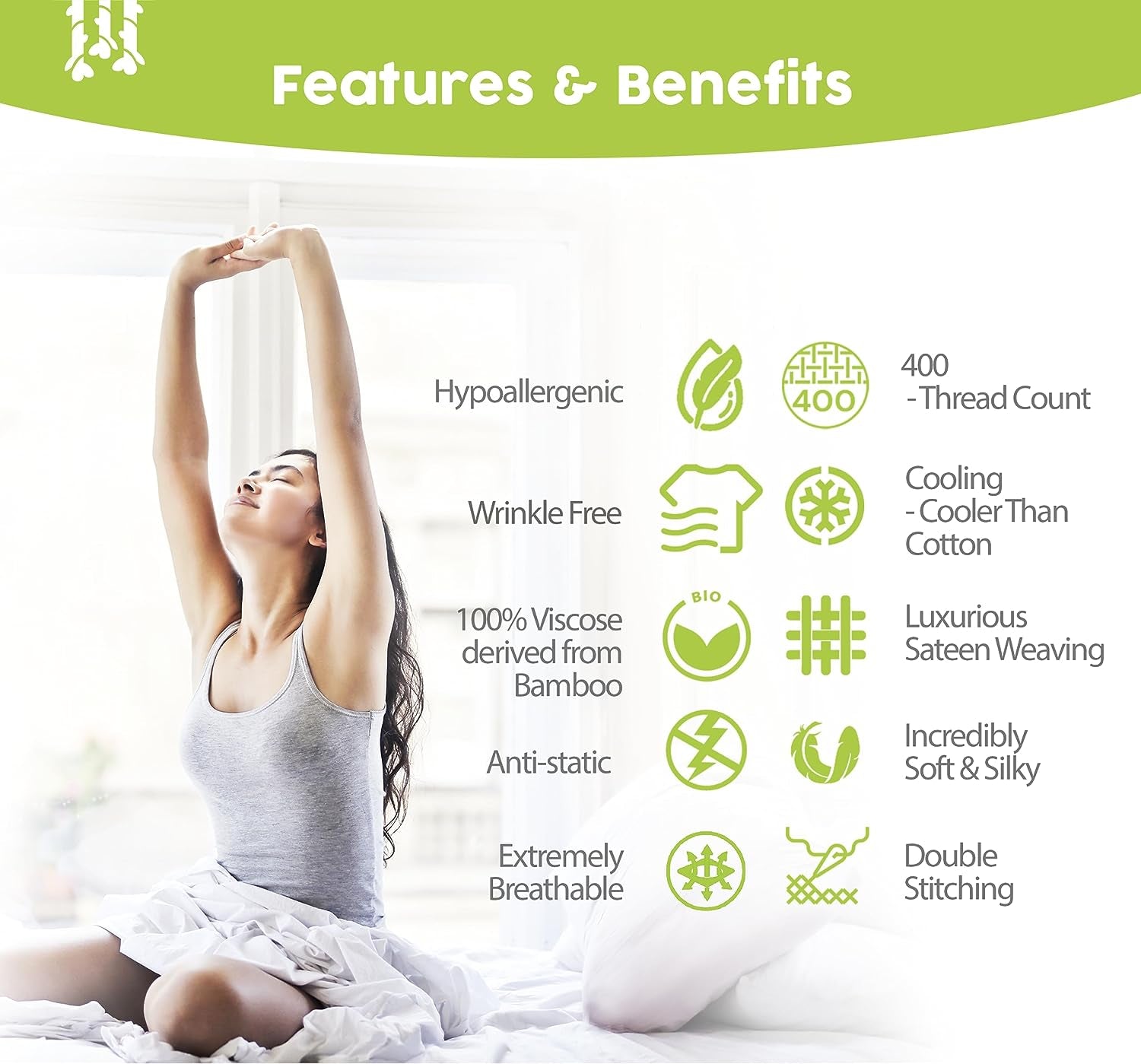 4Pcs - 100% Viscose Derived from Bamboo Sheets Full Size Sheets Set - Super Soft Viscose Bamboo Cooling Sheets for Hot Sleepers - up to 16’’ Deep Pocket - Luxury Series Full Sheet Set (S Gray)