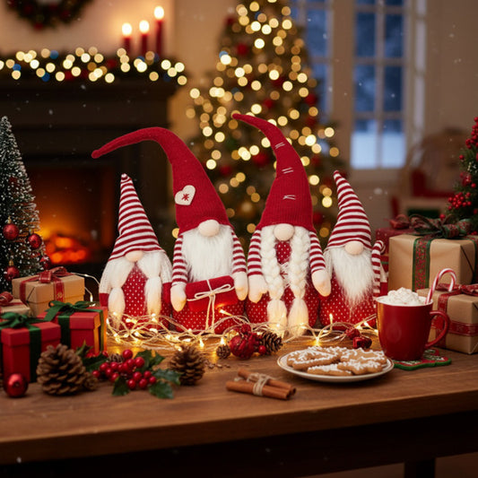 4PCS Set Tall Christmas Gnome Family Red Halloween Decorations Harvest Festival Autumn Indoor Outdoor Holiday Display FBA Shipment