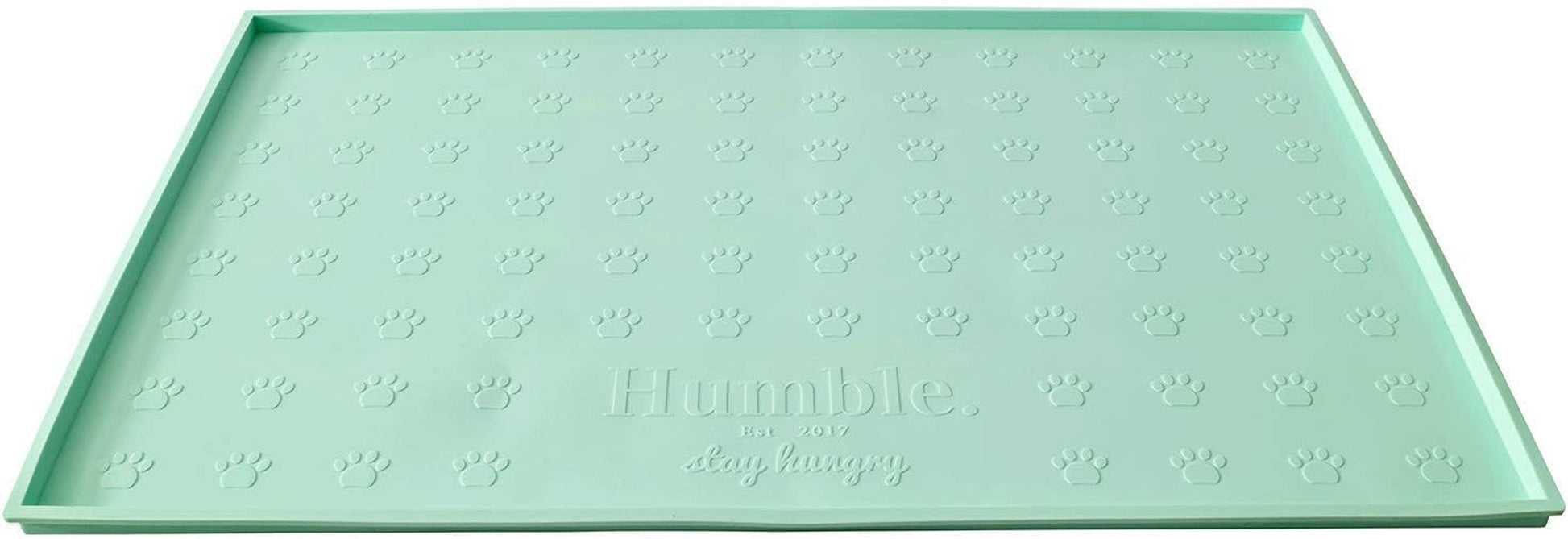 Food Mat Feeding Tray - Non-Slip, Anti-Spill, Raised Dog Food Bowl Mat, Easy Clean Waterproof - Premium Quality Silicone - Perfect for Dogs and Cats, 24"X16" (Cool Mint)