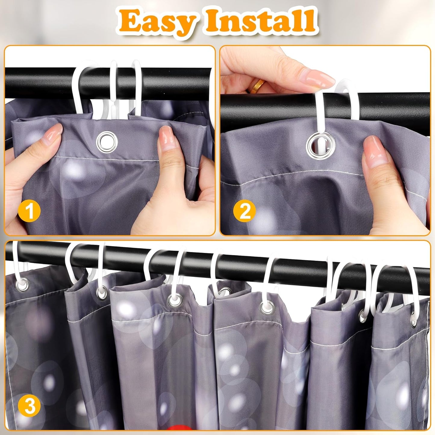 Christmas Shower Curtain Set with Rugs, Gnome Christmas Shower Curtain Sets for Bathroom, Christmas Bathroom Sets with Shower Curtain and Rugs 72X72 Inches (M1)