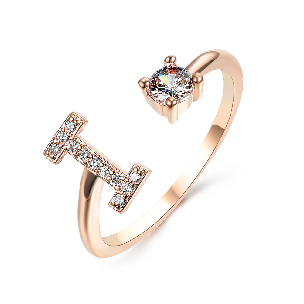 Personalized Initial Letter Ring - Adjustable A-Z Alphabet Ring with Zirconia | Gift for Women