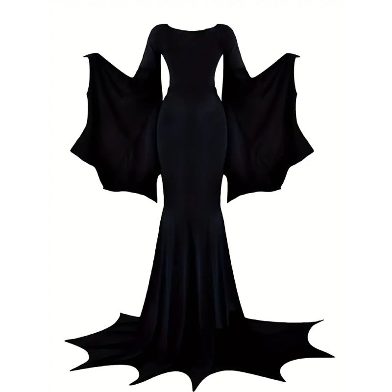 Black Halloween Costume Women Gothic Bat Sleeve Dress Cosplay Costumes Vintage Carnival Party Outfit