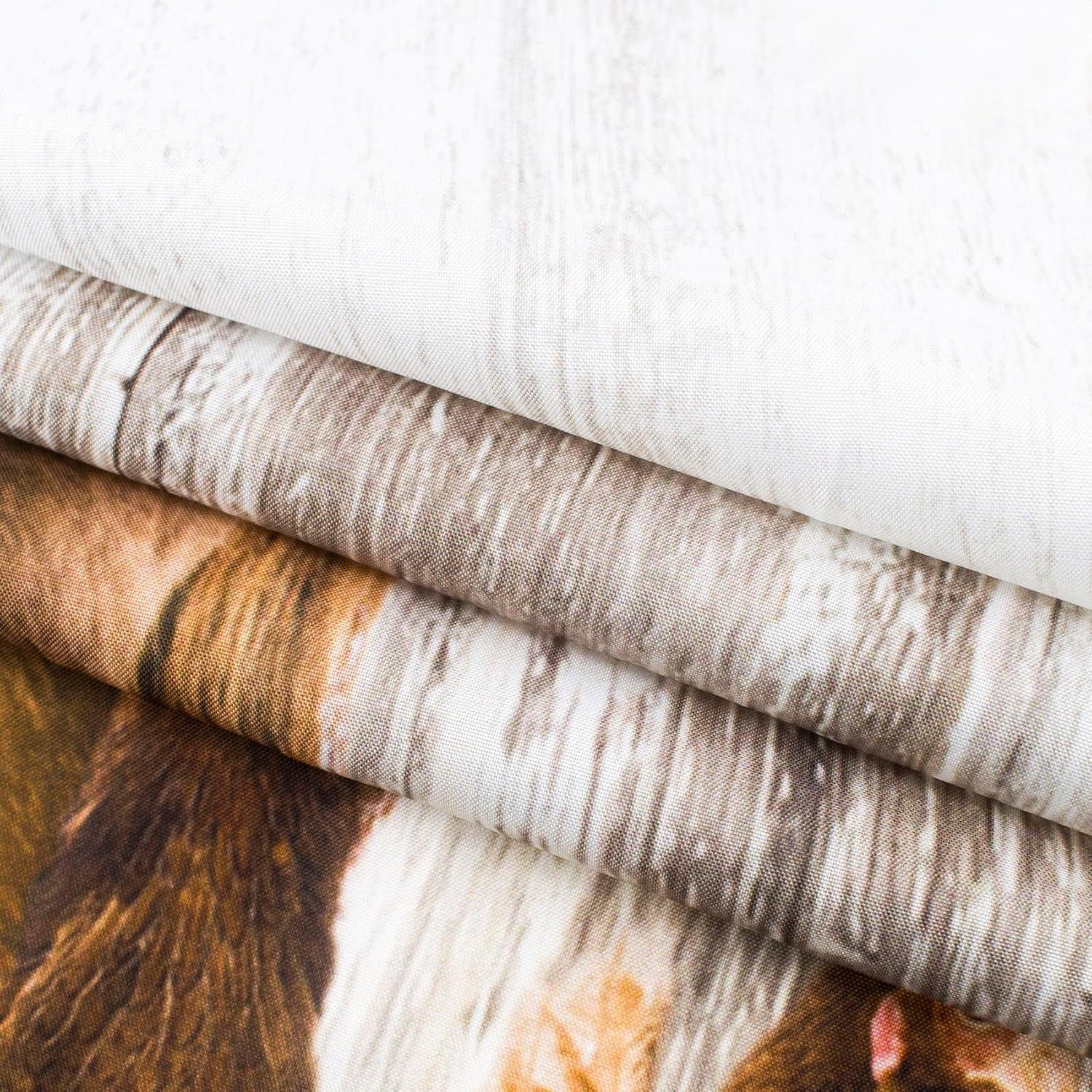 Farm Shower Curtain Decor, Rustic Wooden Wall Farm Little Animals Horse and Cow Shower Curtains 60X72 Inches Polyester Fabric Bathroom Decorations Bath Curtains Hooks Included