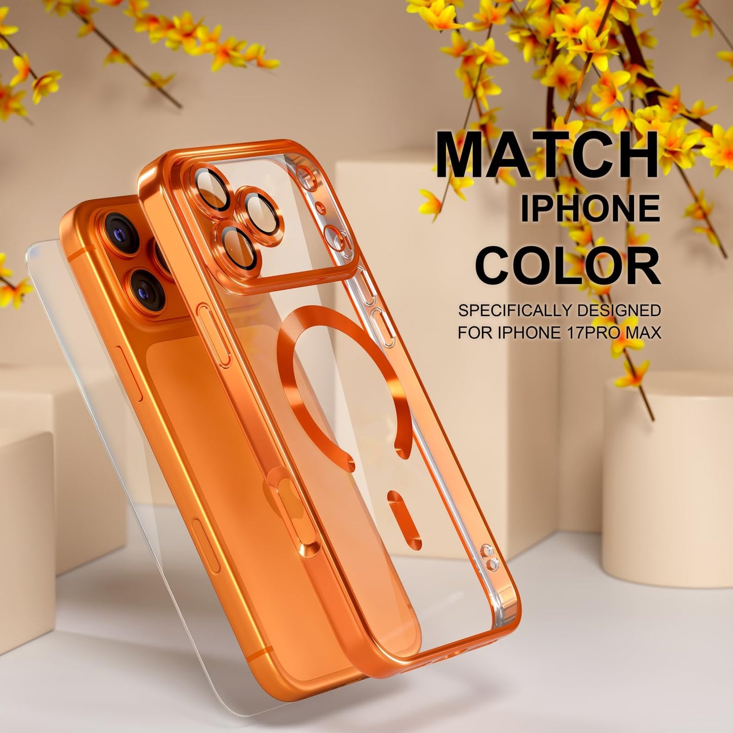 For Iphone 17 Pro Max/Air/17 Pro/17 Slim Plating Clear Mag Safe Lens Screen Case