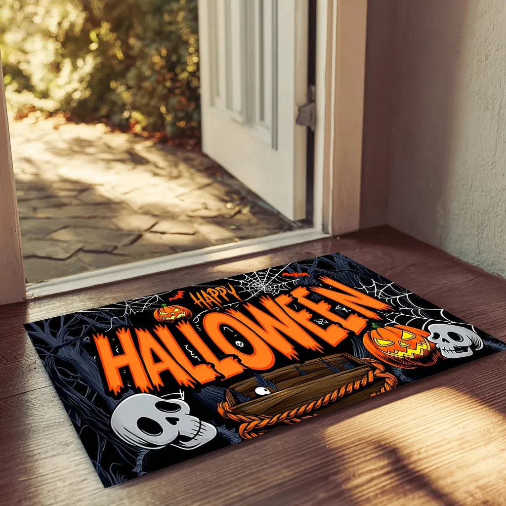 Halloween Pumpkin Ghost Doormat - Spooky Home Decor for Entrance & Living Spaces