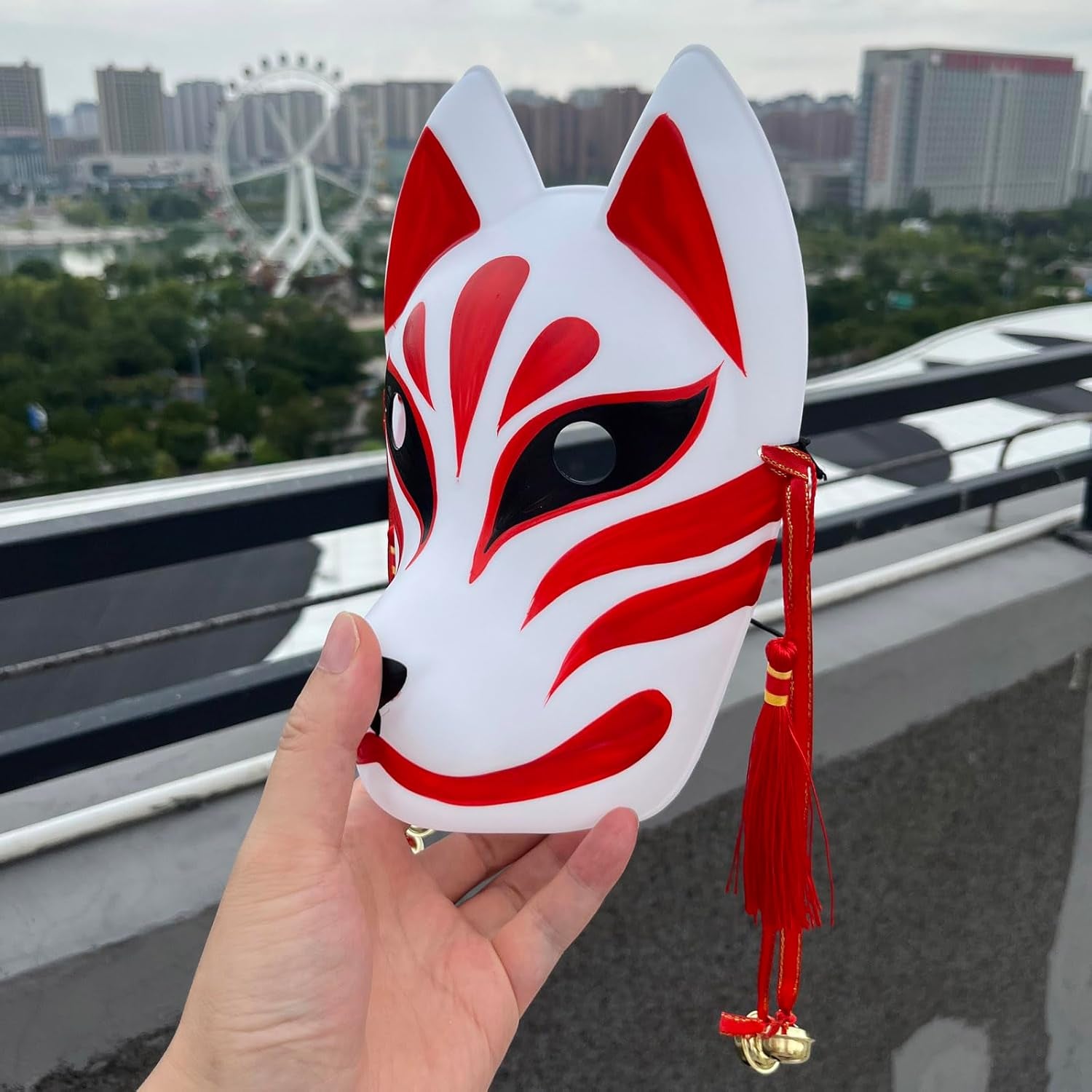 Fox Cosplay Mask for Masquerade Ball Party Halloween, Japanese Kitsune Kabuki