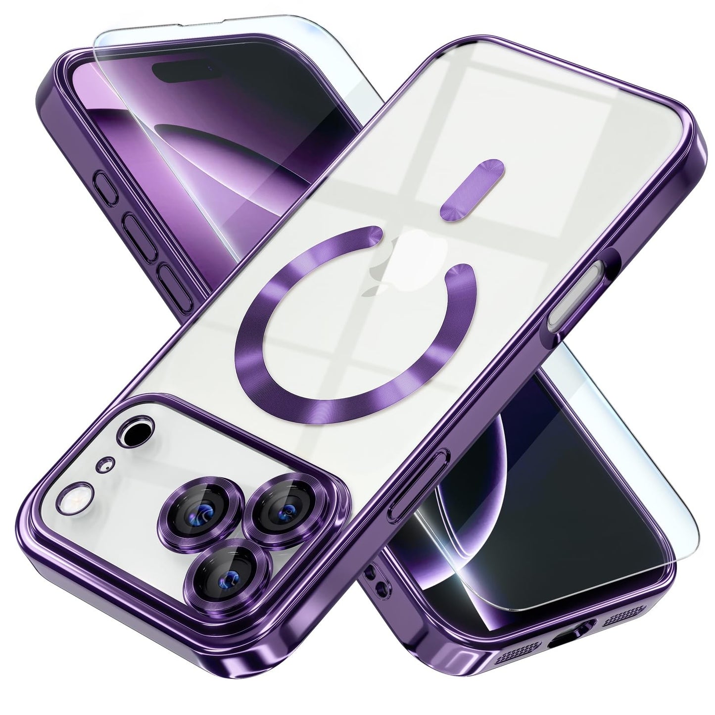 For Iphone 17 Pro Max/Air/17 Pro/17 Slim Plating Clear Mag Safe Lens Screen Case