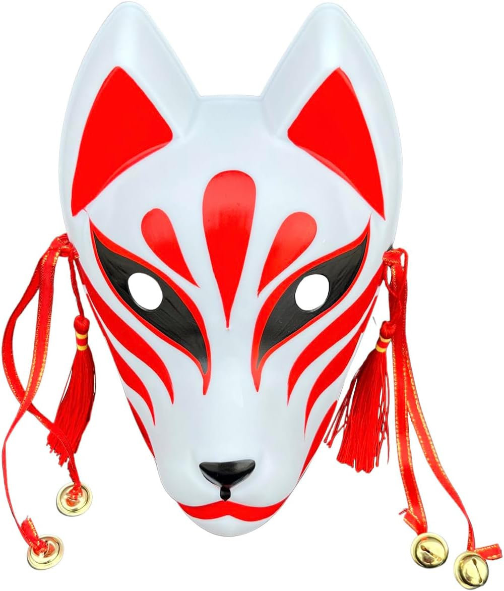 Fox Cosplay Mask for Masquerade Ball Party Halloween, Japanese Kitsune Kabuki