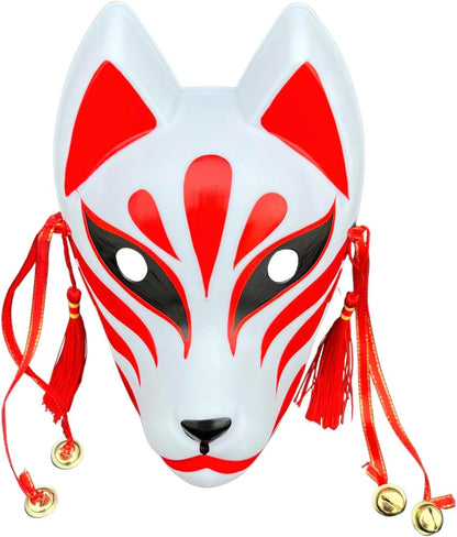 Fox Cosplay Mask for Masquerade Ball Party Halloween, Japanese Kitsune Kabuki