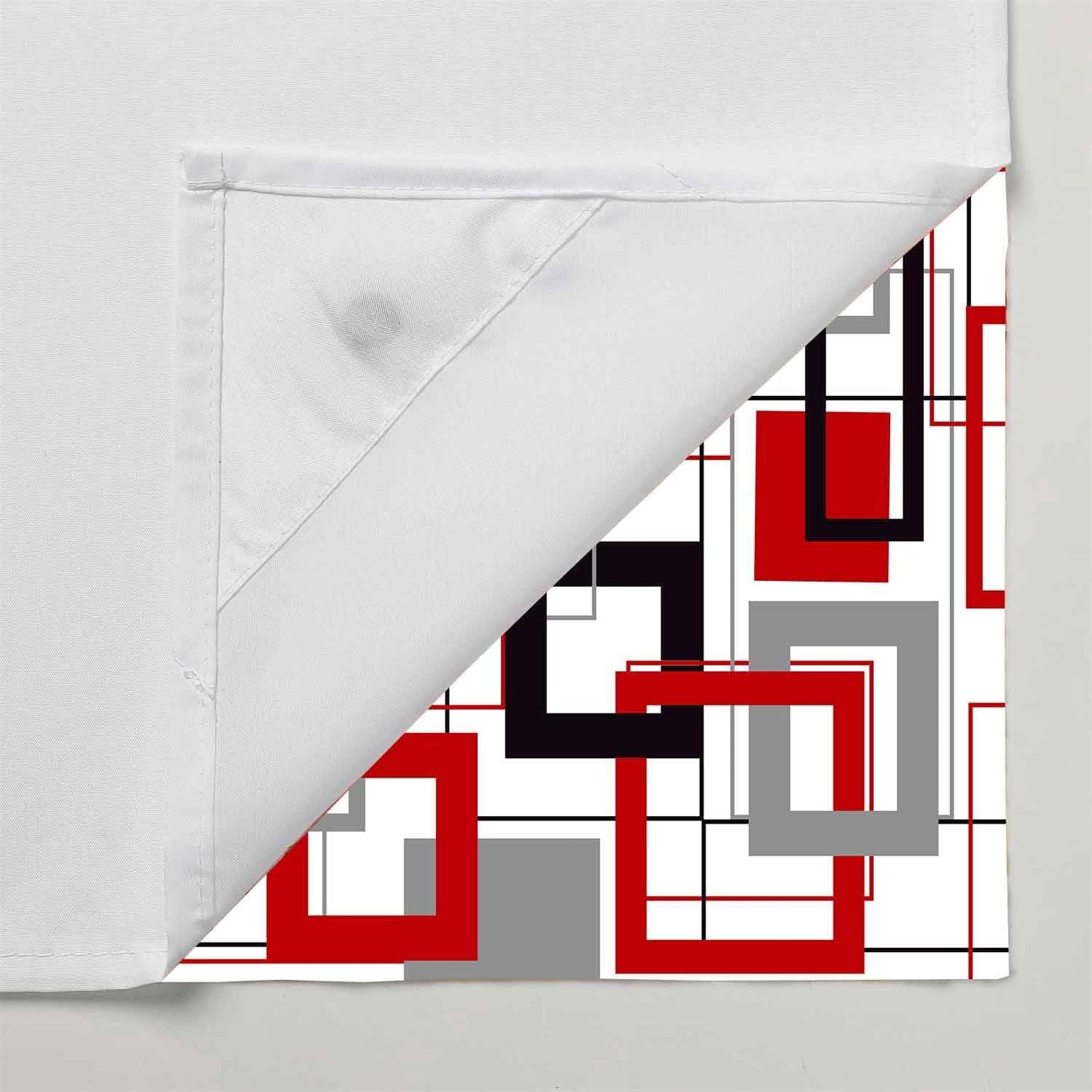 No Hook Modern Red and Black Shower Curtain with Snap in Fabric Liner Abstract Geometric Aesthetic Design Double Layer through Mesh Top Home Bathroom Decoration 54X80In YLSHGD416