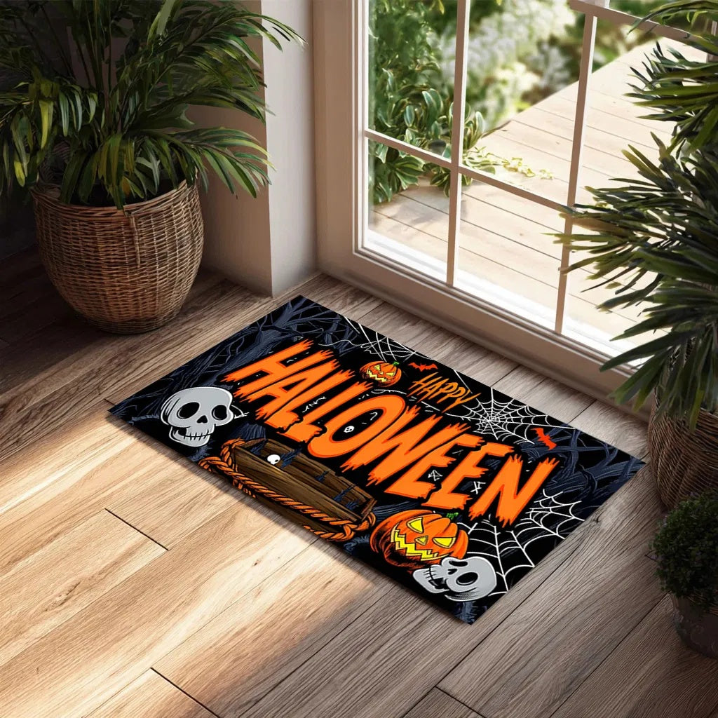 Halloween Pumpkin Ghost Doormat - Spooky Home Decor for Entrance & Living Spaces